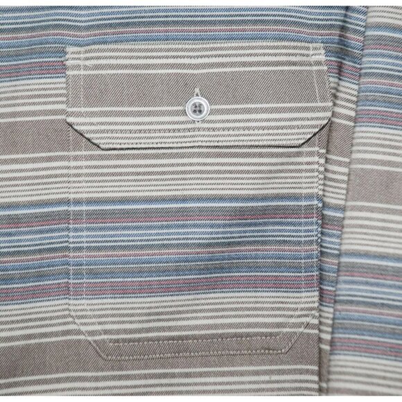 Swiss Tech Men's Brown Button Down Striped Shirt Size 3XL 54-56 Long Sleeve - Picture 3 of 9